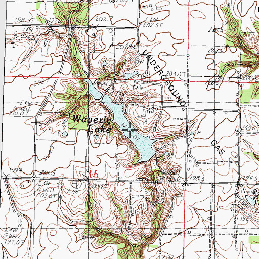 Topographic Map of Waverly Lake, IL