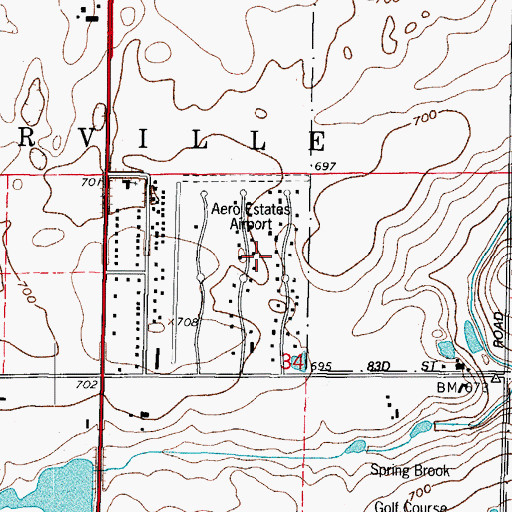 Topographic Map of Aero Estates Airport (historical), IL