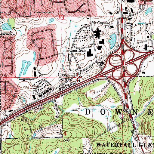 Topographic Map of Cass Cemetery, IL