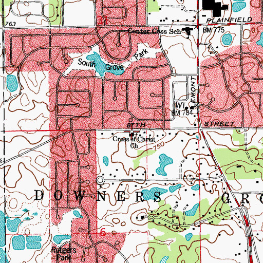 Topographic Map of Cross of Christ Lutheran Church, IL