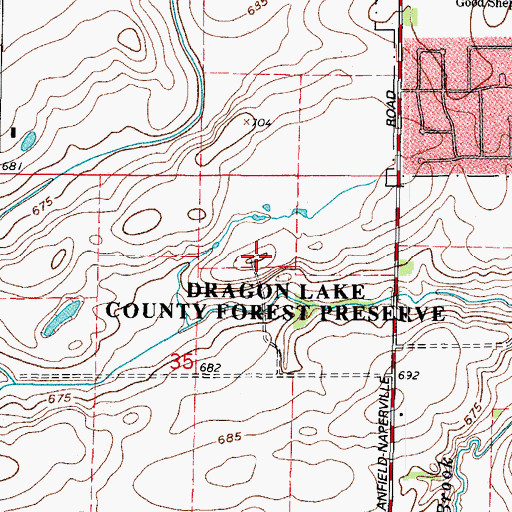 Topographic Map of Springbrook Prairie Forest Preserve, IL