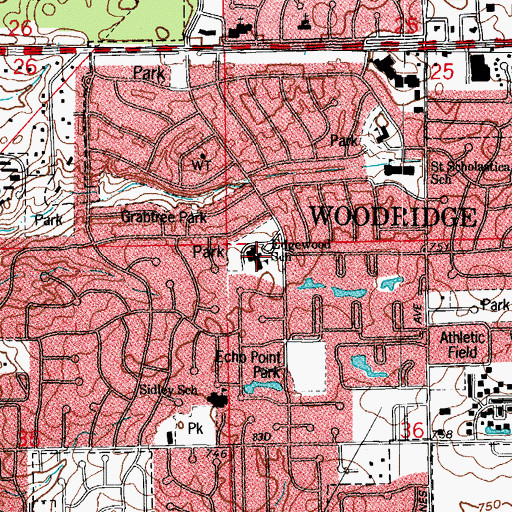 Topographic Map of Edgewood Elementary School, IL
