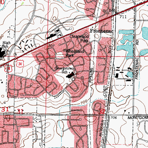 Topographic Map of Georgetown Elementary School, IL