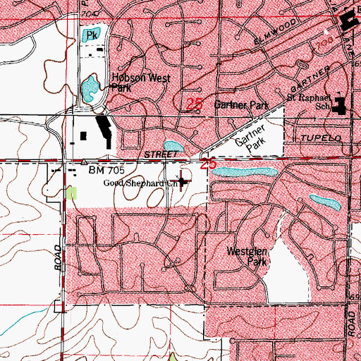 Topographic Map of Good Shepherd Lutheran Church, IL