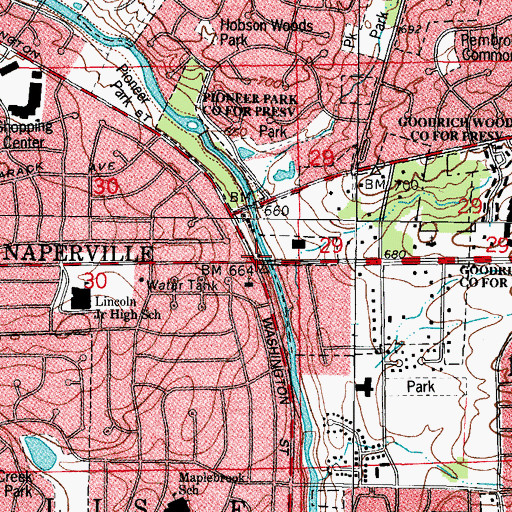 Topographic Map of Hobson School (historical), IL