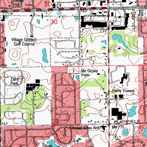 Topographic Map of Ide Grove Park, IL