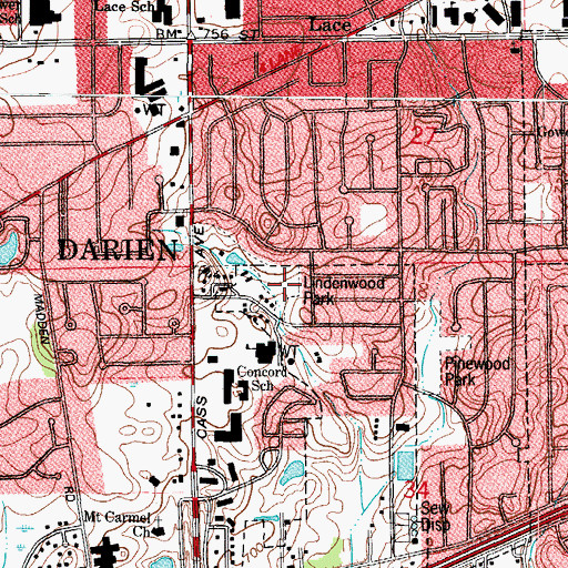 Topographic Map of Lindenwood Park, IL