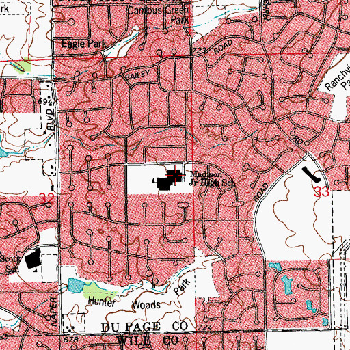 Topographic Map of Madison Junior High School, IL