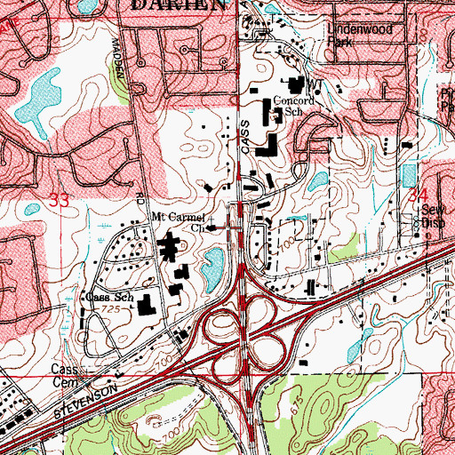 Topographic Map of Mount Carmel Church, IL