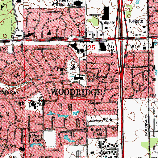 Topographic Map of Saint Scholastica School, IL