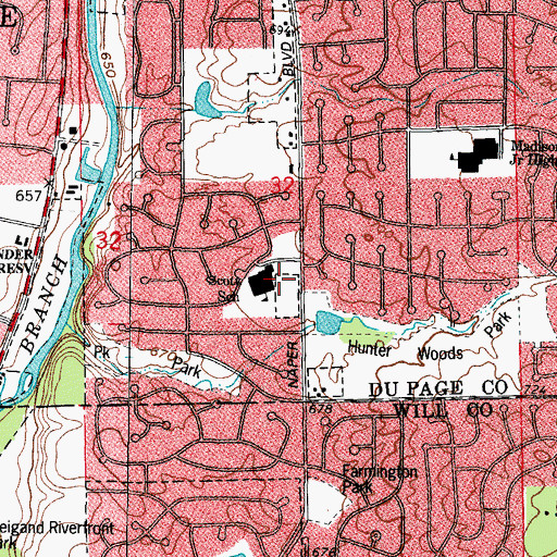 Topographic Map of Scott Elementary School, IL