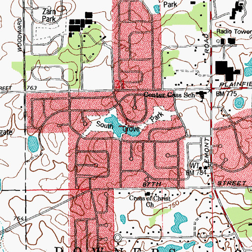 Topographic Map of South Grove Park, IL