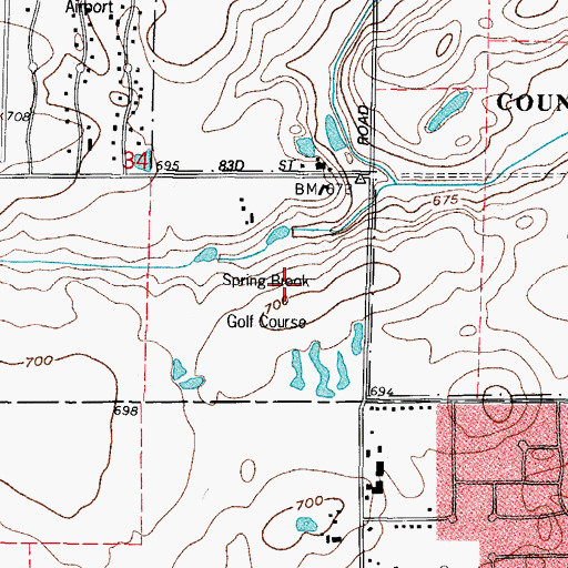 Topographic Map of Spring Brook Golf Course, IL