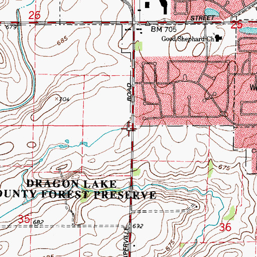 Topographic Map of Spring Brook School (historical), IL