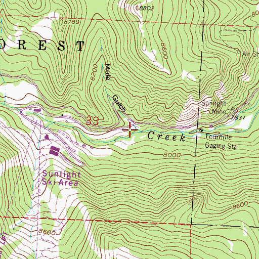 Topographic Map of Mule Gulch, CO