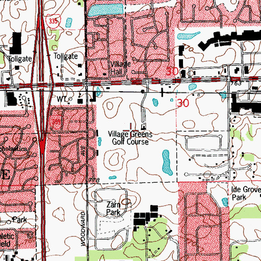 Topographic Map of Village Greens Golf Course, IL