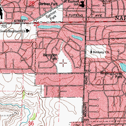 Topographic Map of Westglen Park, IL