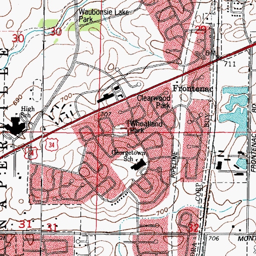 Topographic Map of Wheatland Park, IL