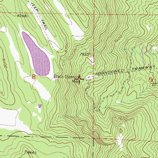 Topographic Map of Black Diamond Mine, CO