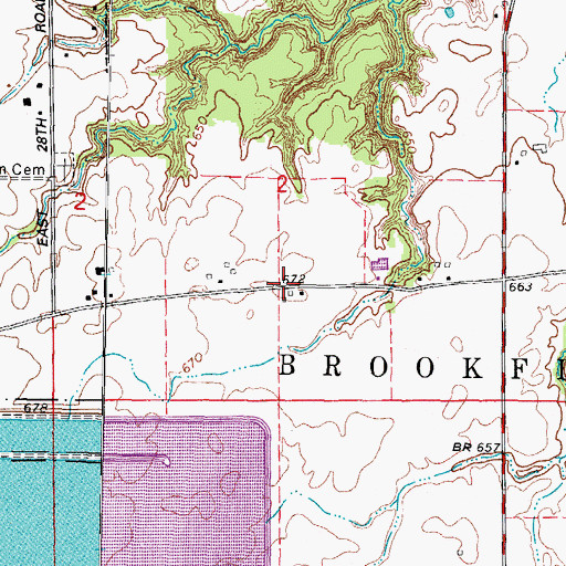 Topographic Map of Brick School (historical), IL