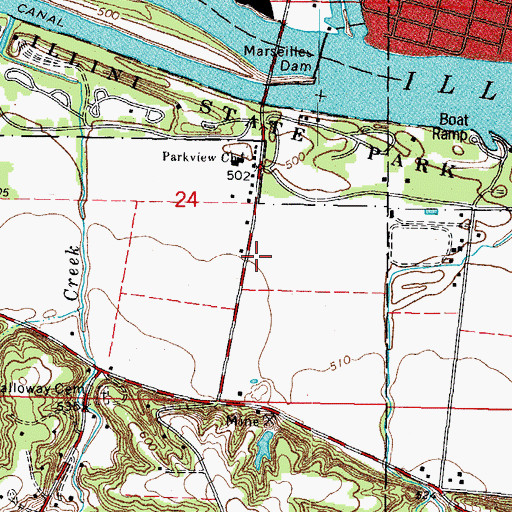Topographic Map of Galloway School (historical), IL