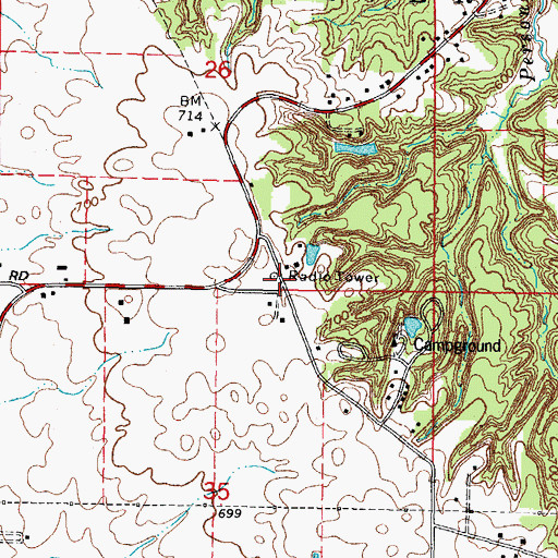 Topographic Map of Hickory Point School (historical), IL