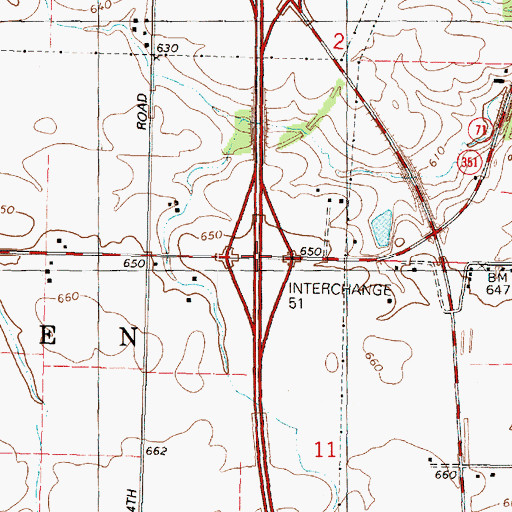 Topographic Map of Interchange 51, IL