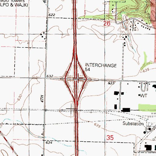 Topographic Map of Interchange 54, IL