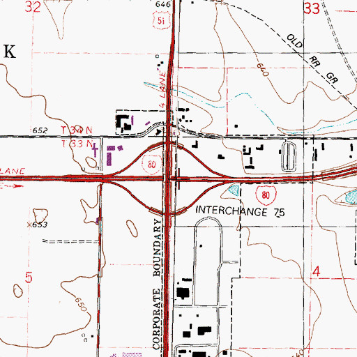 Topographic Map of Interchange 75, IL