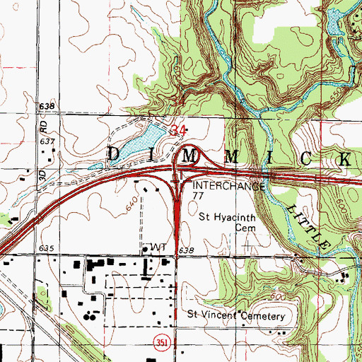 Topographic Map of Interchange 77, IL