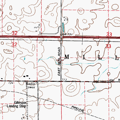 Topographic Map of Peddicord School (historical), IL