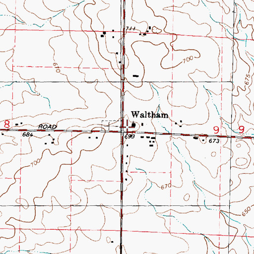 Topographic Map of Waltham School (historical), IL
