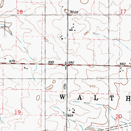 Topographic Map of Wylie School (historical), IL