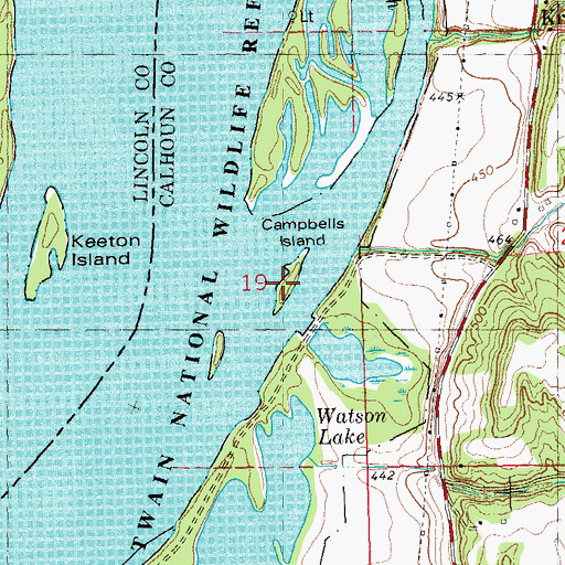 Topographic Map of Campbells Island, IL