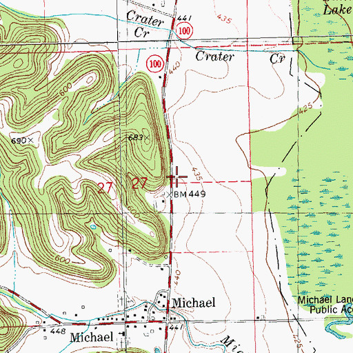 Topographic Map of Crater School (historical), IL