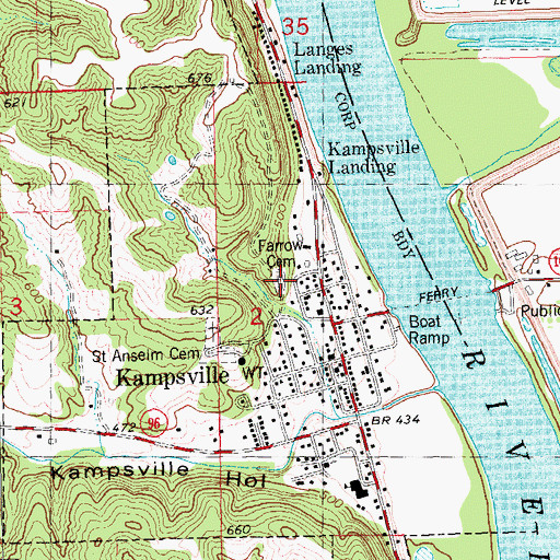 Topographic Map of Farrow Cemetery, IL