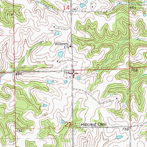 Topographic Map of Hillcrest School (historical), IL