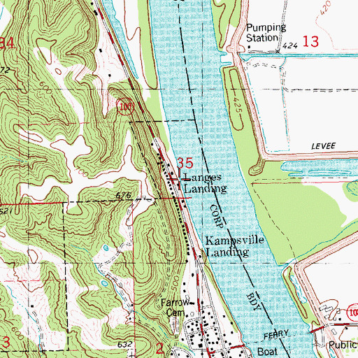 Topographic Map of Langes Landing, IL