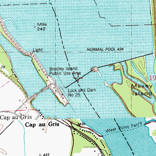 Topographic Map of Lock and Dam 25, IL