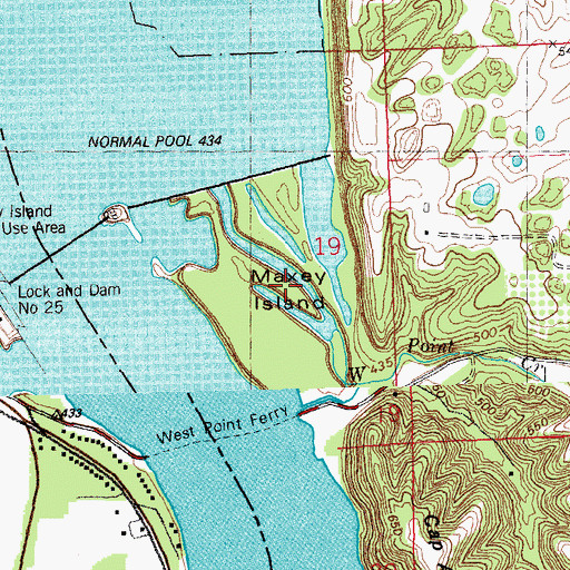Topographic Map of Maxey Island, IL
