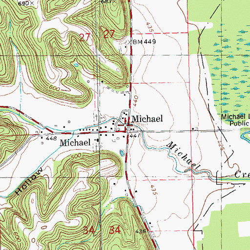 Topographic Map of Michael Hollow, IL