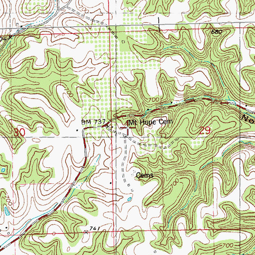 Topographic Map of Mount Hope School (historical), IL