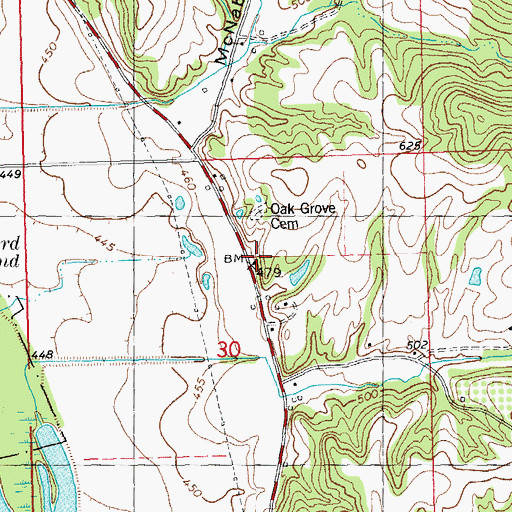 Topographic Map of Oak Grove School (historical), IL