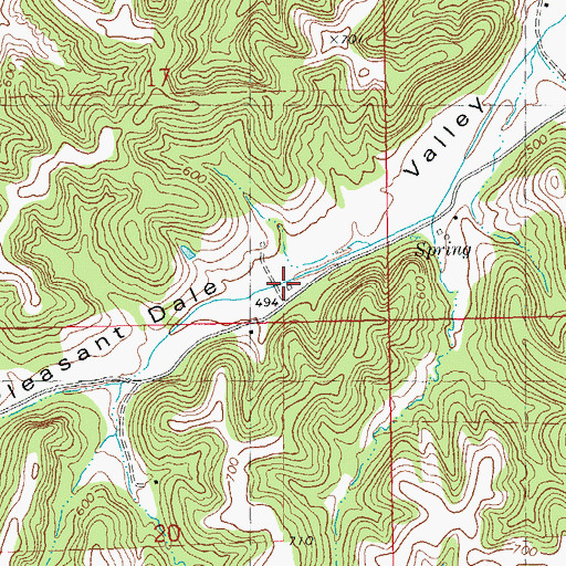Topographic Map of Pleasant Dale Church (historical), IL