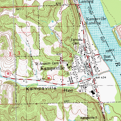 Topographic Map of Saint Anselm Cemetery, IL