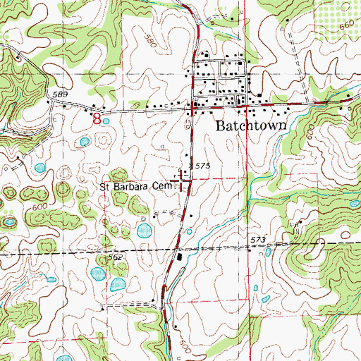 Topographic Map of Saint Barbara Cemetery, IL