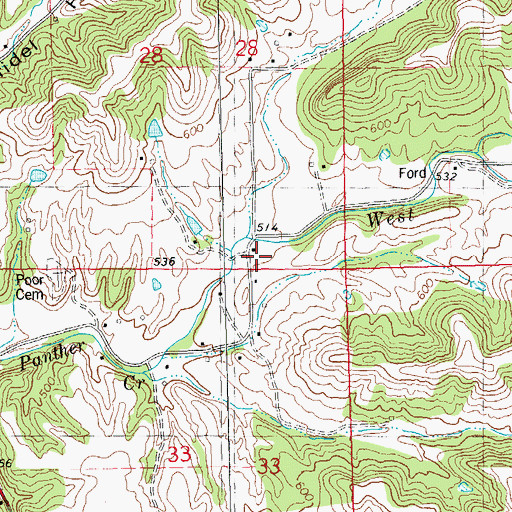 Topographic Map of West Panther Creek School (historical), IL