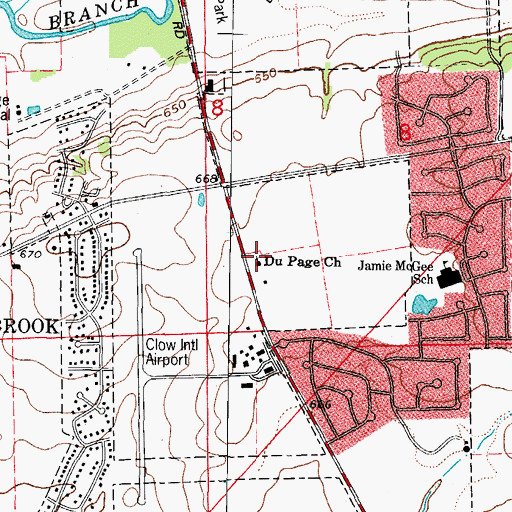 Topographic Map of DuPage Church, IL