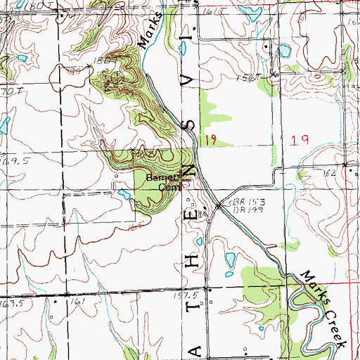 Topographic Map of Barnett Number 1 Cemetery, IL