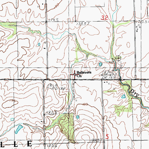 Topographic Map of Believers Church, IL